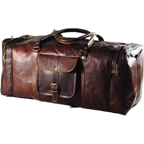 Duffel Bag Genuine Vintage Brown Leather Goat hide 24" Travel Luggage bag